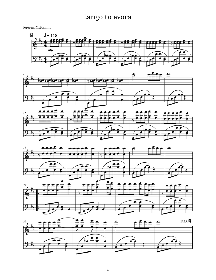 tango to evora Sheet Music for Piano (Solo) | MuseScore.com