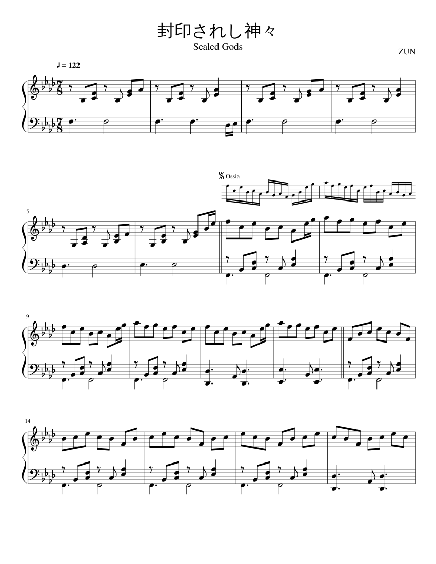 Touhou 10 MoF: Complete OST Sheet music for Piano (Solo