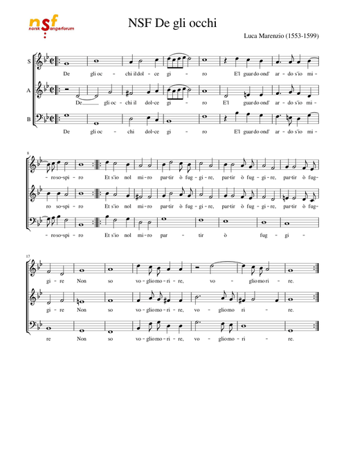 De gli occhi - Marenzio - SAB