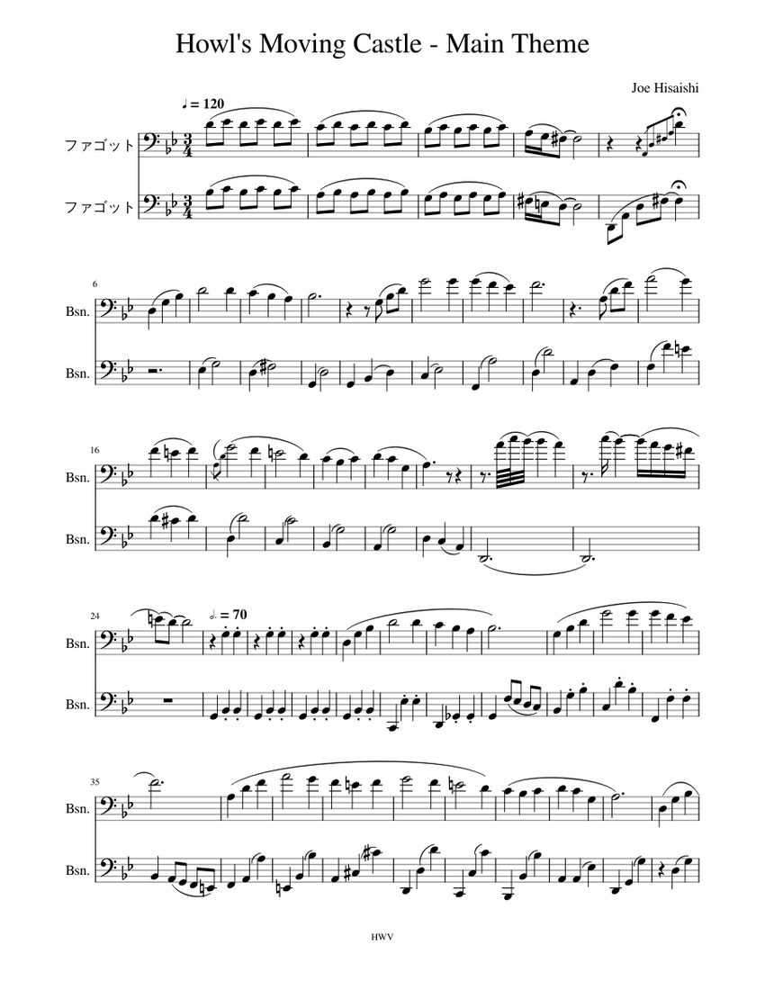 Howl's_Moving_Castle__Main_Theme Sheet music for Bassoon (Woodwind