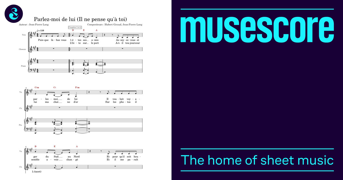 Parlez-moi de lui (il ne pense qu'à toi) – Nicole Croisille Sheet Music ...