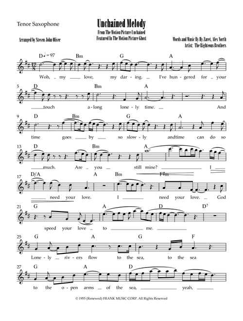 Unchained Melody (Arr. Steven John Oliver) - Al Hibbler (Tenor Sax Solo)