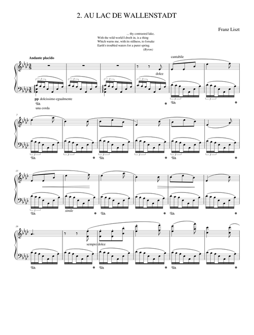 Liszt - Au Lac de Wallenstadt