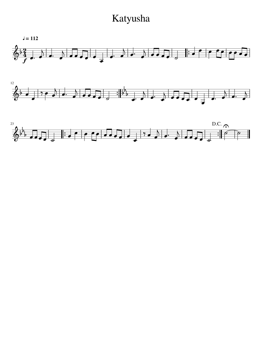 Katyusha Sheet music for Trumpet other (Solo)