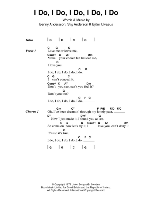I Do, I Do, I Do, I Do, I Do - ABBA (Guitar Chords-Lyrics)