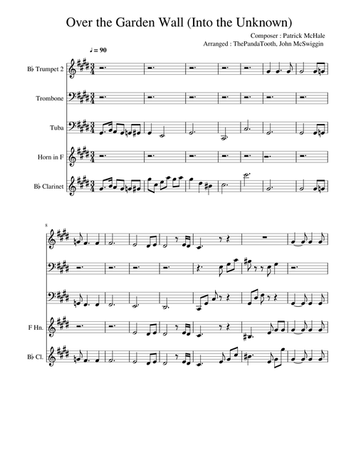 Over the Garden Wall : Into the Unknown : Brass Quintet + Clarinet