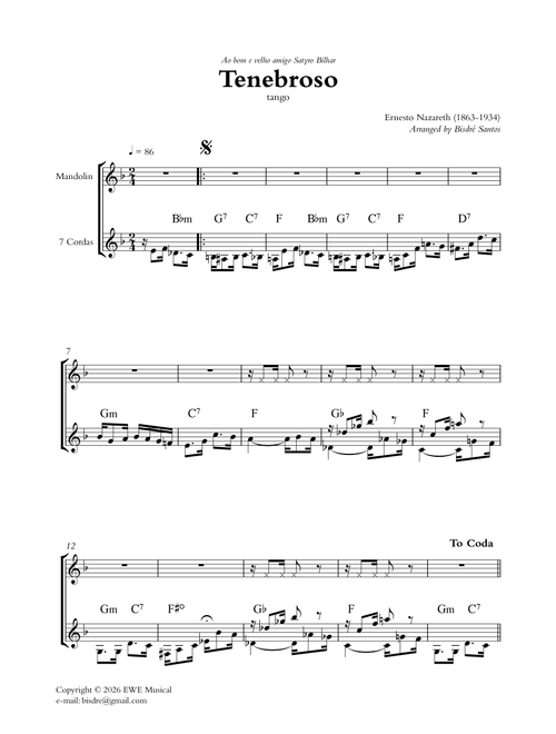 Tenebroso (Arr. Bisdré Santos) (Instrumental Duet)
