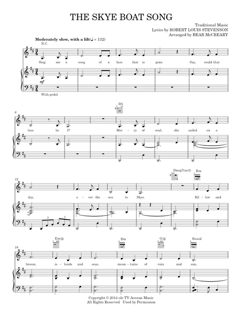 The skye boat song (Piano-Vocal-Guitar)