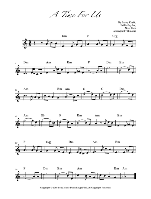 A Time For Us (Love Theme) (Arr. Lkmusic) - Nino Rota (Trumpet Solo)