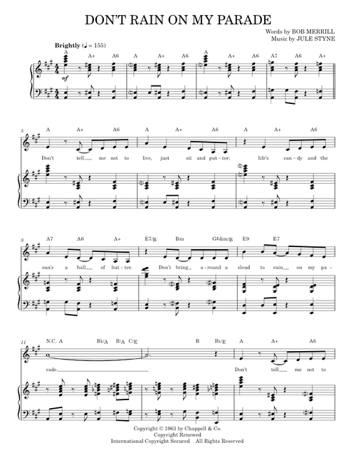 Don't Rain On My Parade - Barbra Streisand, Linda Eder (Piano-Vocal-Guitar)
