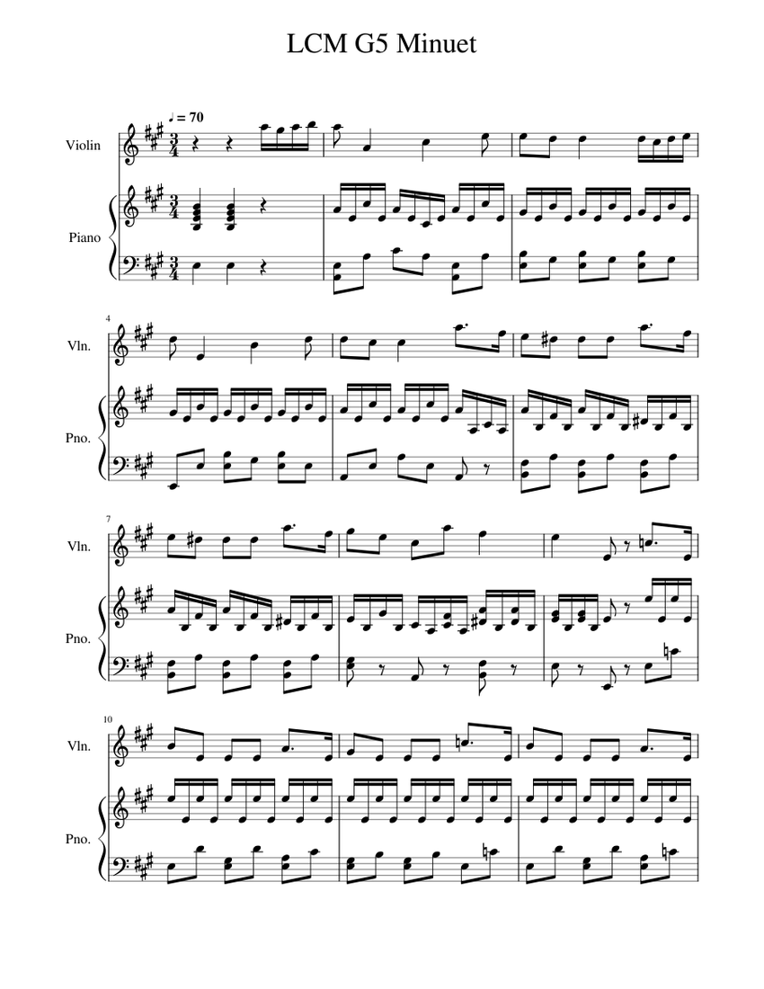 LCM G5 Minuet Sheet music for Piano, Violin (Solo) | Musescore.com