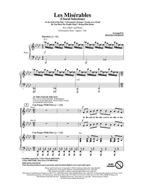 Les Miserables (Choral Selections) (arr. Roger Emerson) - Boublil and Schonberg, Alain Boublil, Jean-Marc Natel (Choral, 2-Part)