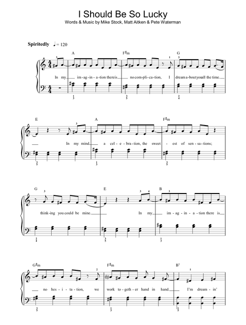I Should Be So Lucky - Kylie Minogue (Piano-Vocal-Guitar (Piano Accompaniment))