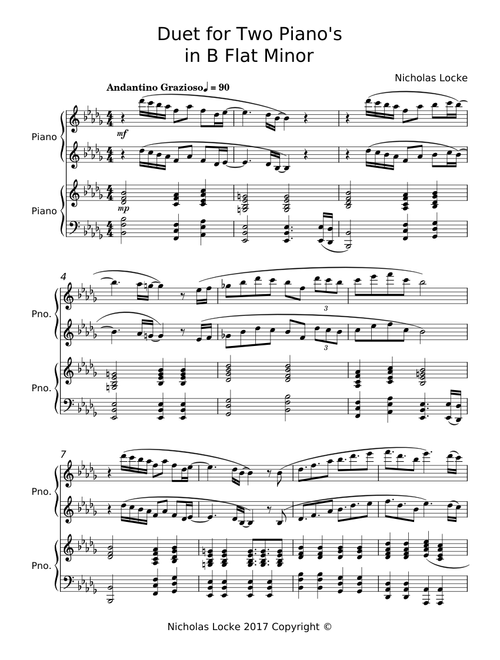 Duet for 2 Pianos in B-flat minor, Op.3 - Nicholas Locke