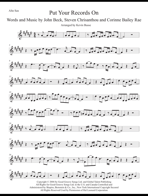 Put Your Records On (Arr. Kevin Busse) - Corinne Bailey Rae (Alto Sax Solo)