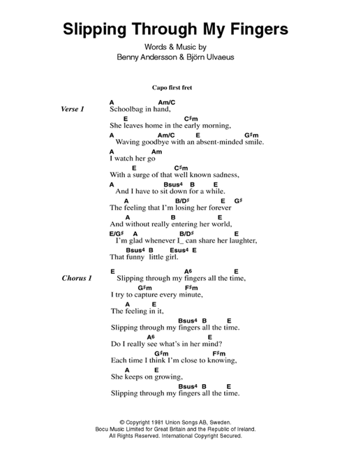 Slipping Through My Fingers - ABBA (Guitar Chords-Lyrics)