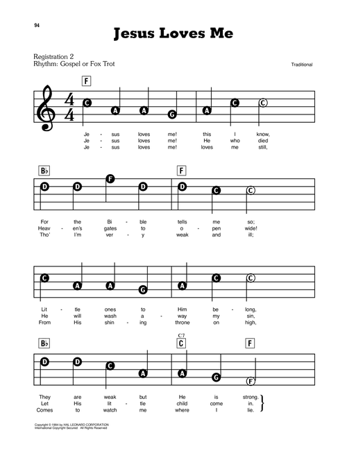 Jesus Loves Me - William B Bradbury, Anna B Warner (E-Z Play Today)