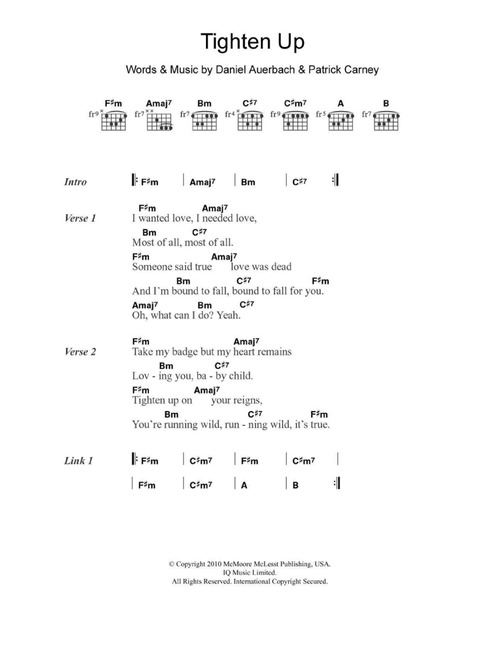 Tighten Up - The Black Keys (Guitar Chords-Lyrics)