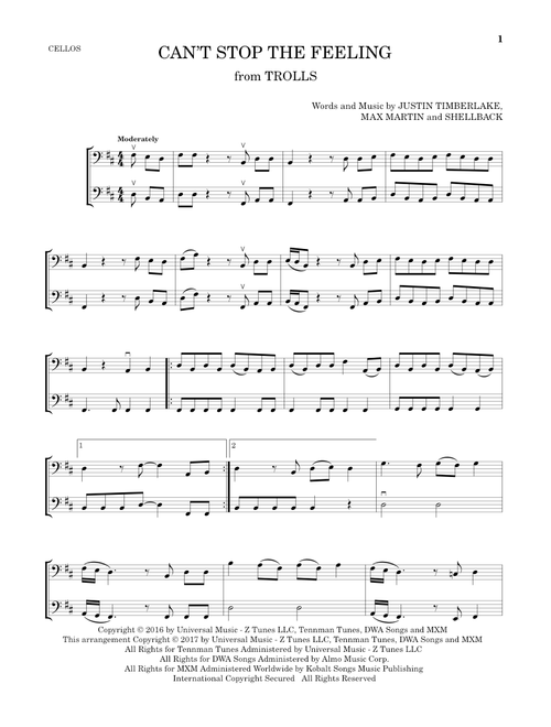 Can't Stop The Feeling - Justin Timberlake (Cello Duet)