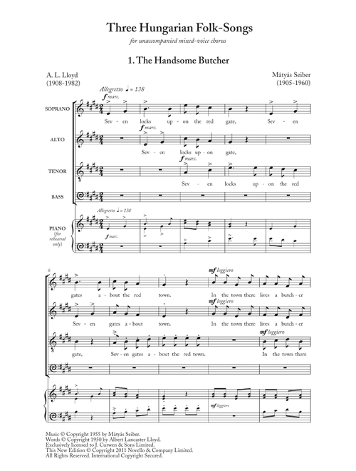 Three Hungarian Folk Songs - Mátyás Seiber (Choral)