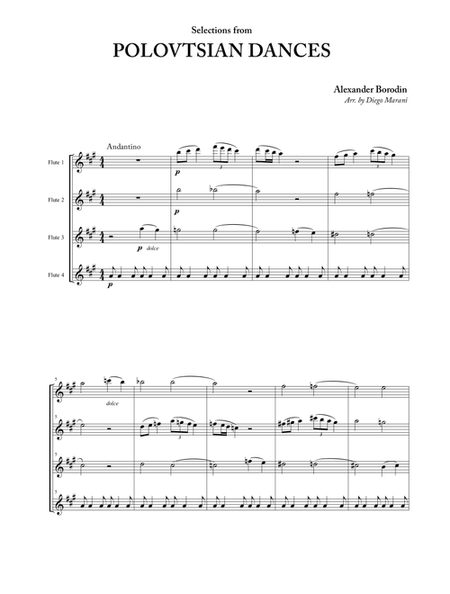 Polovtsian Dances for Flute Quartet (Arr. Diego Marani) - A. Borodin (Woodwind Ensemble)