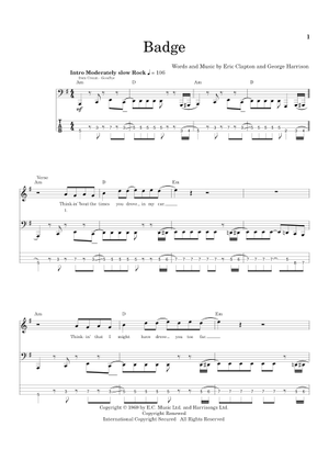 Play Official version of Badge Sheet Music by Eric Clapton Cream for ...