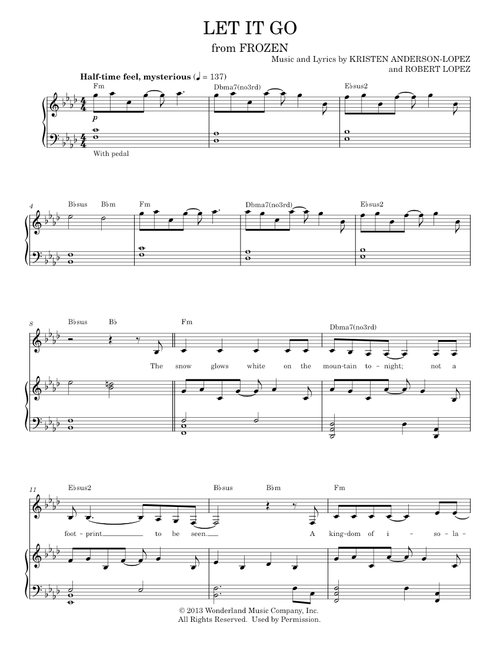Let It Go (from Frozen) - Idina Menzel (Piano Vocal)