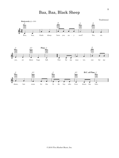 Baa Baa Black Sheep (from The Daily Ukulele) (arr. Liz and Jim Beloff) - Traditional (Ukulele)