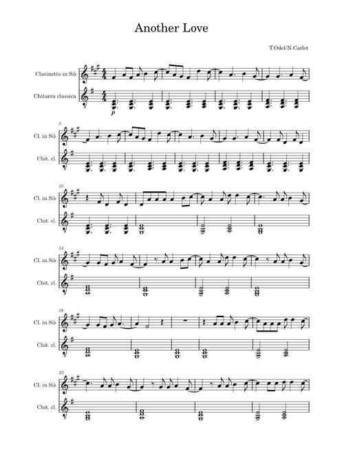 Another love – Tom Odell Another Love-Duo Clarinetto e Chitarra