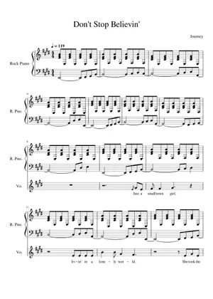 Types of don't stop believin piano sheet music to choose from