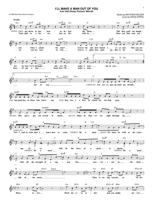 I'll Make A Man Out Of You (from Mulan) - David Zippel (Lead Sheet - Fake Book)