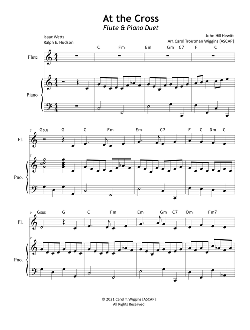 At the Cross (Flute & Piano) (Arr. Carol Troutman Wiggins) - Isaac Watts, Ralph Hudson, John Hewett (Flute and Piano)