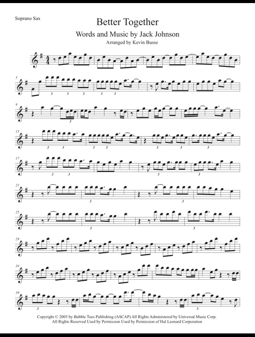 Better Together (Arr. Kevin Busse) - Jack Johnson (Soprano Sax Solo)
