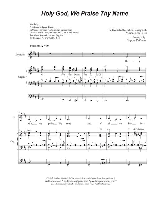 Holy God, We Praise Thy Name (Duet for Soprano and Alto solo) (Arr. Stephen DeCesare) (Vocal Duet)
