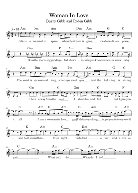 Free Woman In Love by Bee Gees sheet music | Download PDF or print