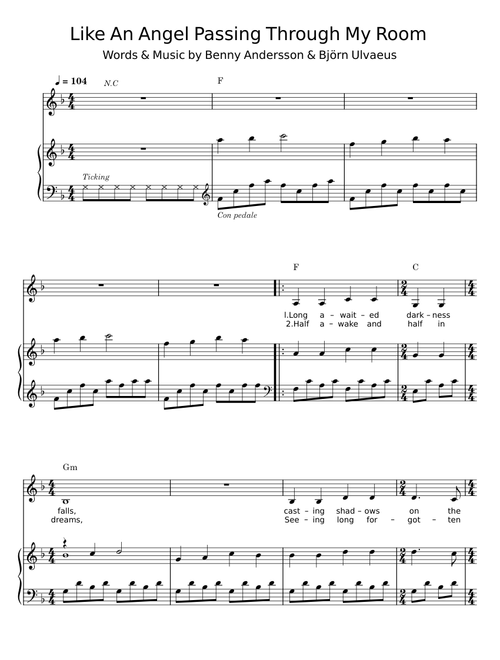 Like an Angel Passing Through My Room - BENNY ANDERSSON