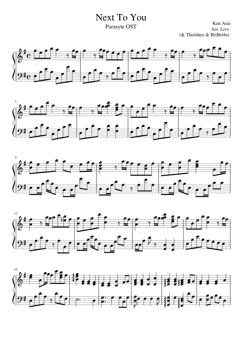 Next To You - Parasyte OST Sheet music for Piano (Solo) 
