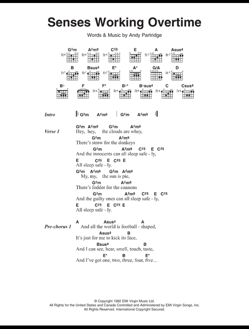 Senses Working Overtime - XTC (Guitar Chords-Lyrics)