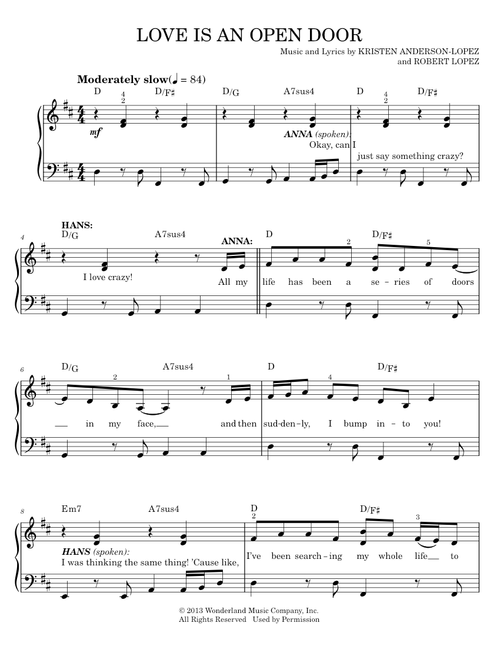 Love Is An Open Door (from Disney's Frozen) - Kristen Bell & Santino Fontana (Easy Piano)