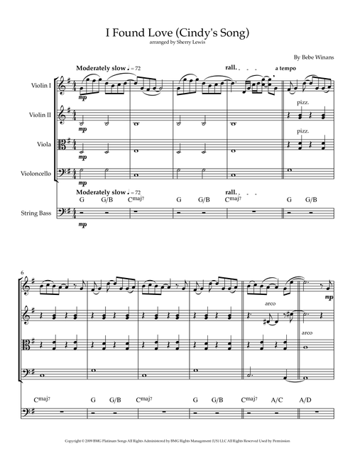 I Found Love (Arr. Sherry Lewis) - BeBe Winans (String Ensemble)