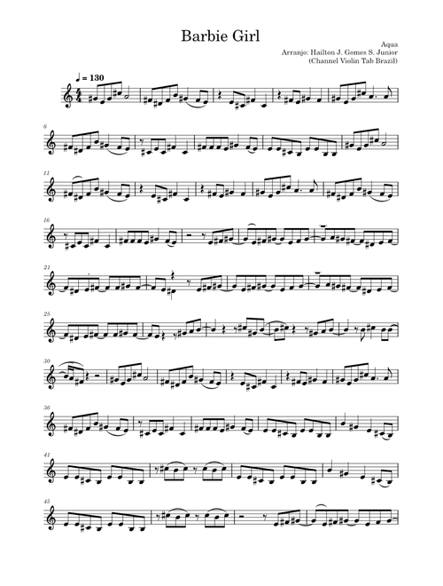 Barbie girl – Aqua (Channel Violin Tab Brazil)