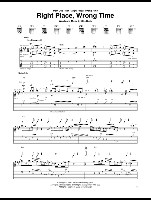 Right Place, Wrong Time - Otis Rush (Guitar Tab)
