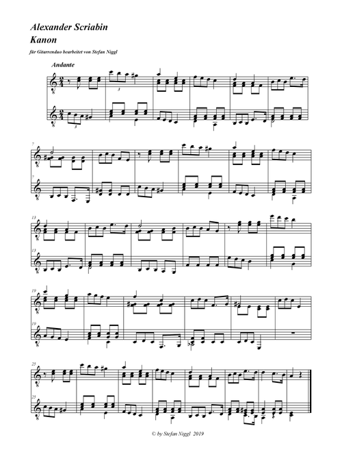 Canon for Guitar Duet (Arr. Stefan Niggl) - Alexander Scriabin (Instrumental Duet)