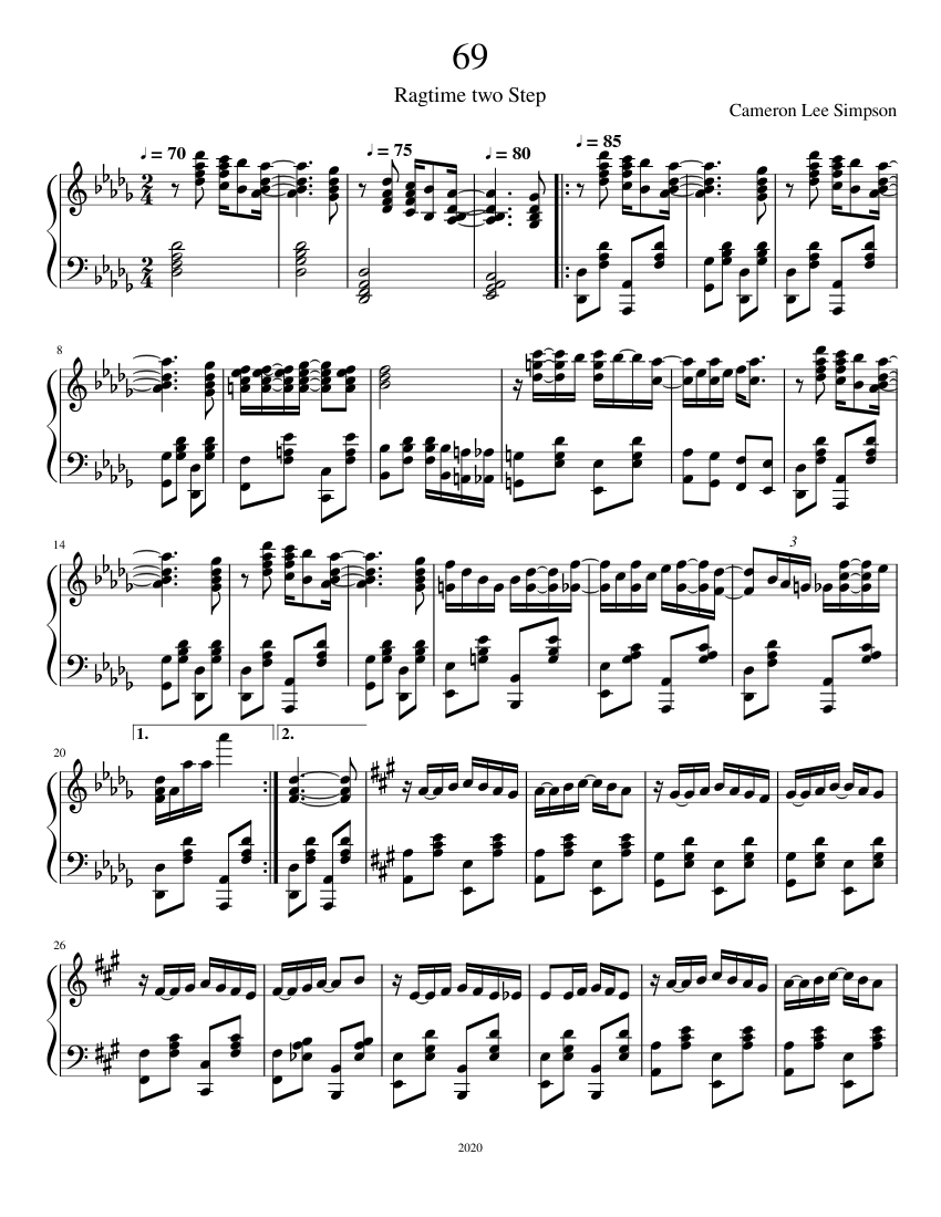 69 by Cameron Lee Simpson Sheet music for Piano (Solo) | Musescore.com