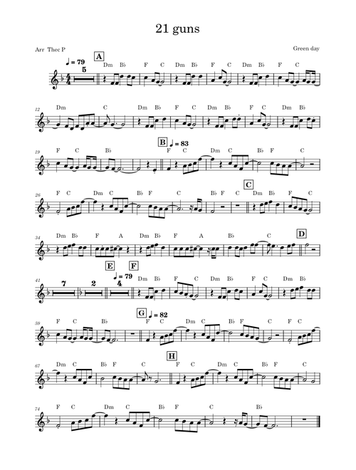 21Guns - Green day lyrics - short
