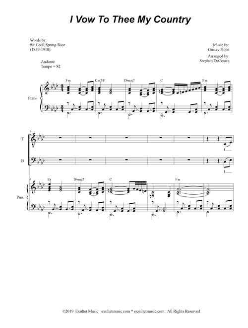I Vow To Thee My Country (SATB) (Arr. Stephen DeCesare) (Choral, SATB)