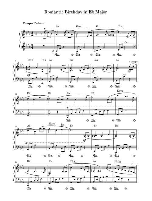Romantic Happy Birthday in Eb Major
