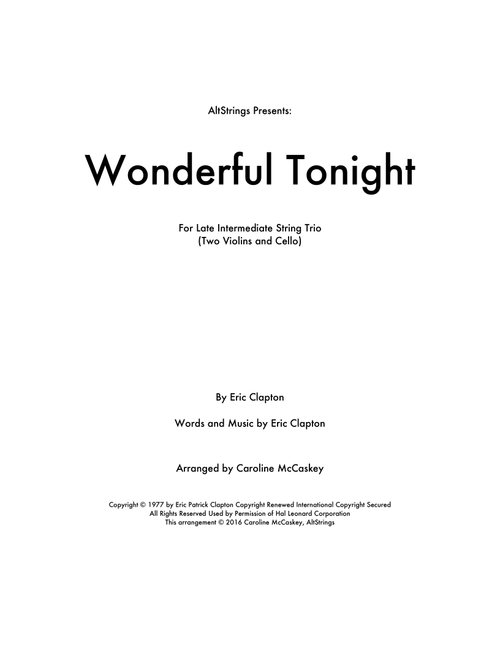 Wonderful Tonight (Arr. Caroline McCaskey) - Eric Clapton (String Ensemble)