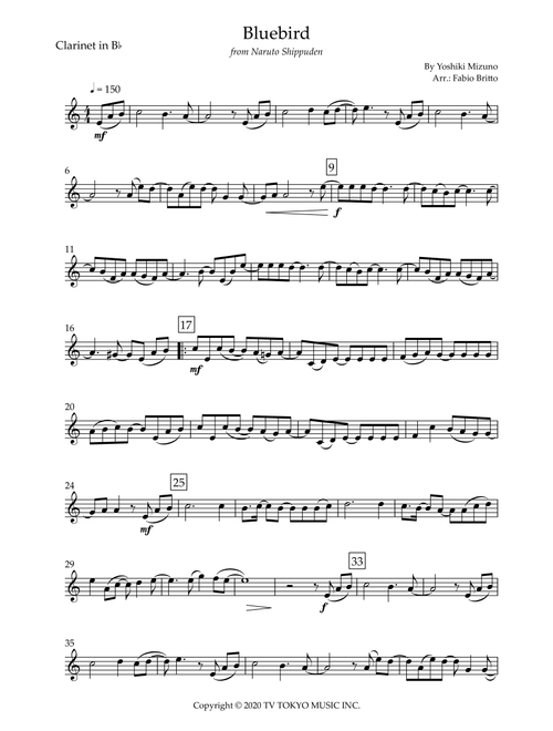 Ikimono Gakari's Blue Bird (Arr. Fabio Britto) - Yoshiki Mizuno (Clarinet Solo)