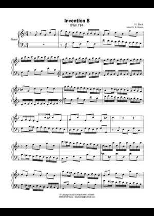Play Official version of Invention No. 8 In F Major, BWV 779 Sheet